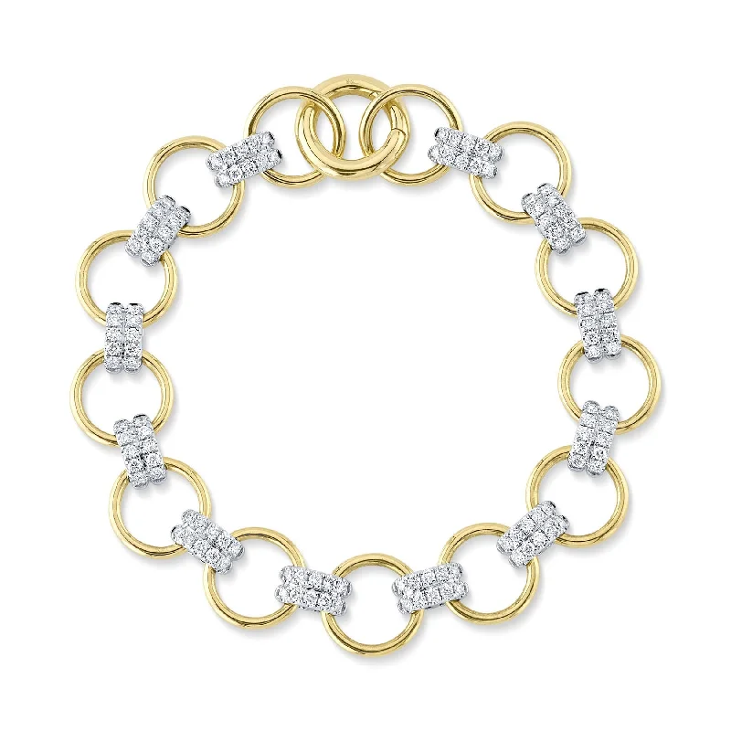 14K Gold 1.63 Carat Diamond Circle Link Bracelet