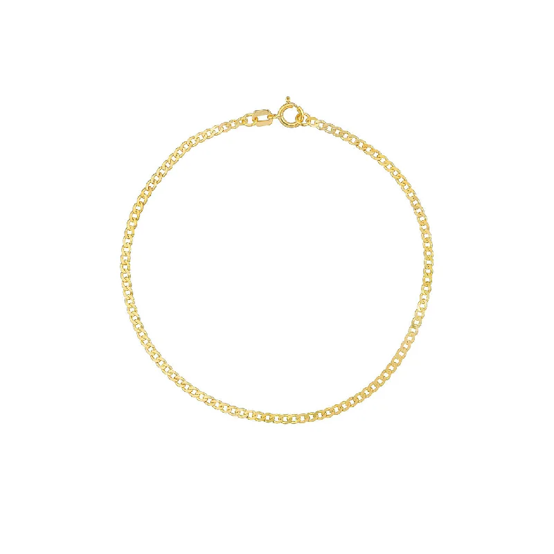 14K Gold 1.95mm Open Curb Link Chain Bracelet