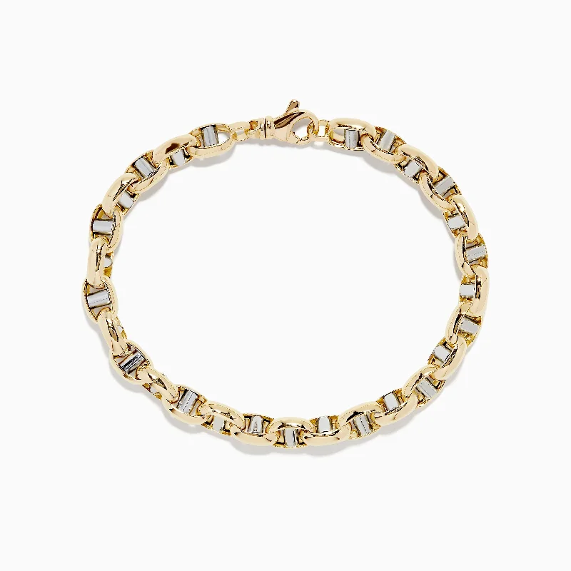 14K Two Tone Gold 9" Mariner Link Bracelet