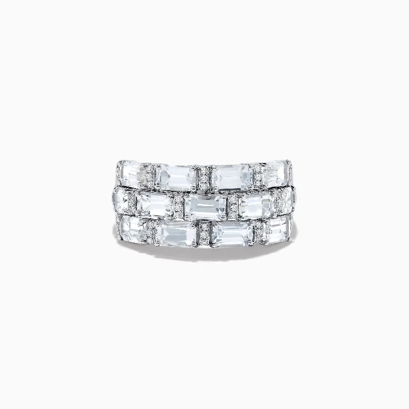 14K White Gold White Sapphire and Diamond Ring