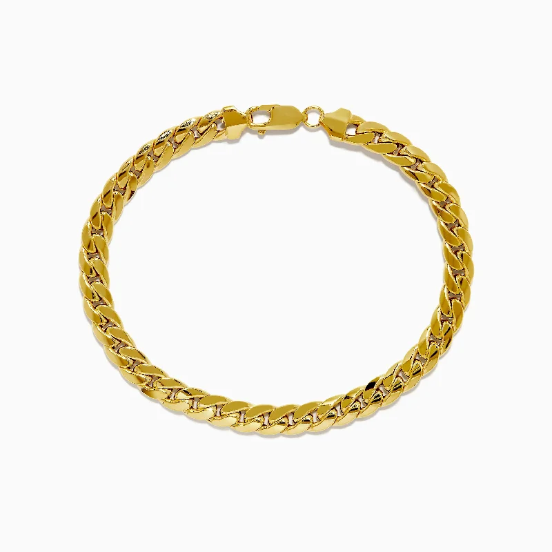 14K Yellow Gold 9" Cuban Chain Link Bracelet