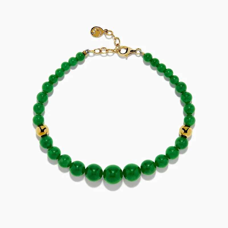 14K Yellow Gold Graduated Jade Bracelet