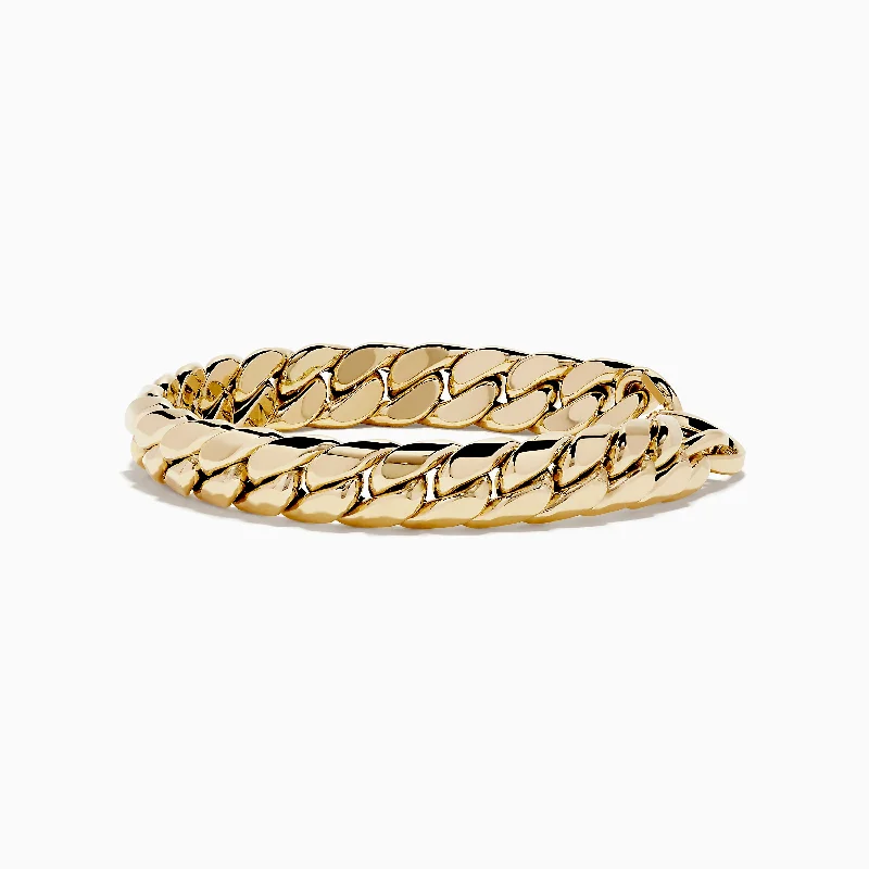 14K Yellow Gold Hollow Curb Chain Bracelet 7.5"