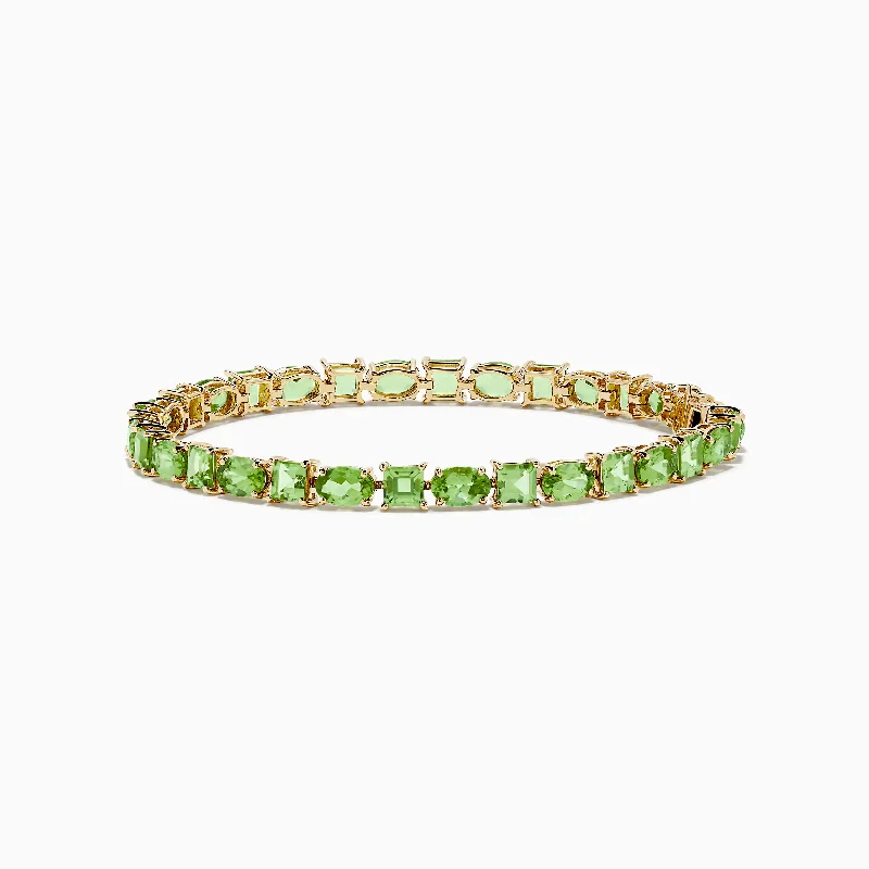 14K Yellow Gold Peridot Tennis Bracelet 13.50 TCW