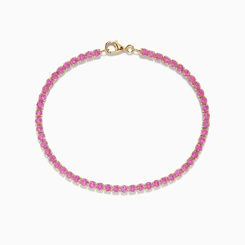 14K Yellow Gold Pink Sapphire Tennis Bracelet