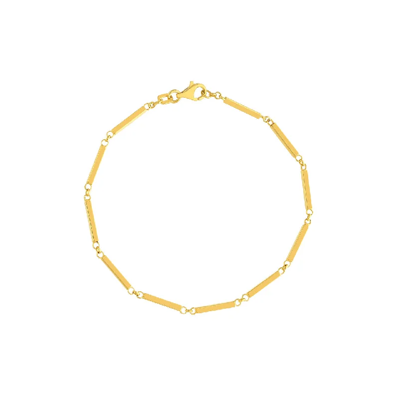 14K Yellow Gold Rectangular Bar Station Bracelet