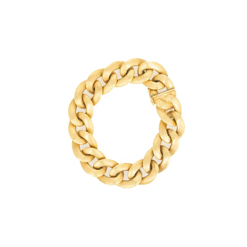 18K Yellow Gold Brushed Curb Link Bracelet