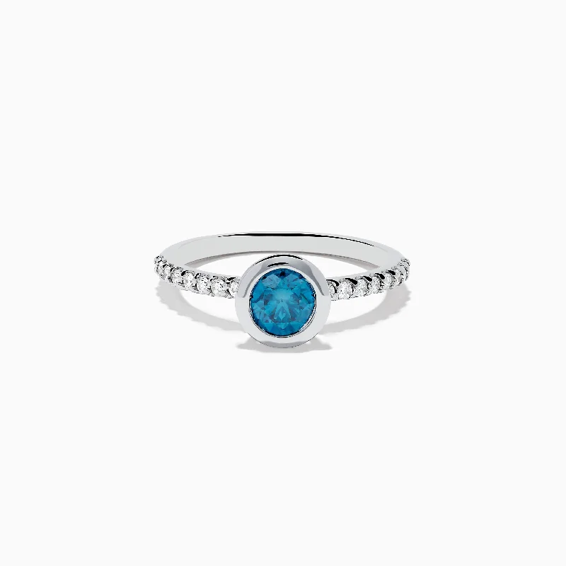 Bella Bleu 14K White Gold Blue and White Diamond Ring