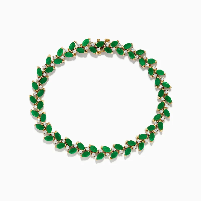 Brasilica 14K Yellow Gold Emerald and Diamond Bracelet