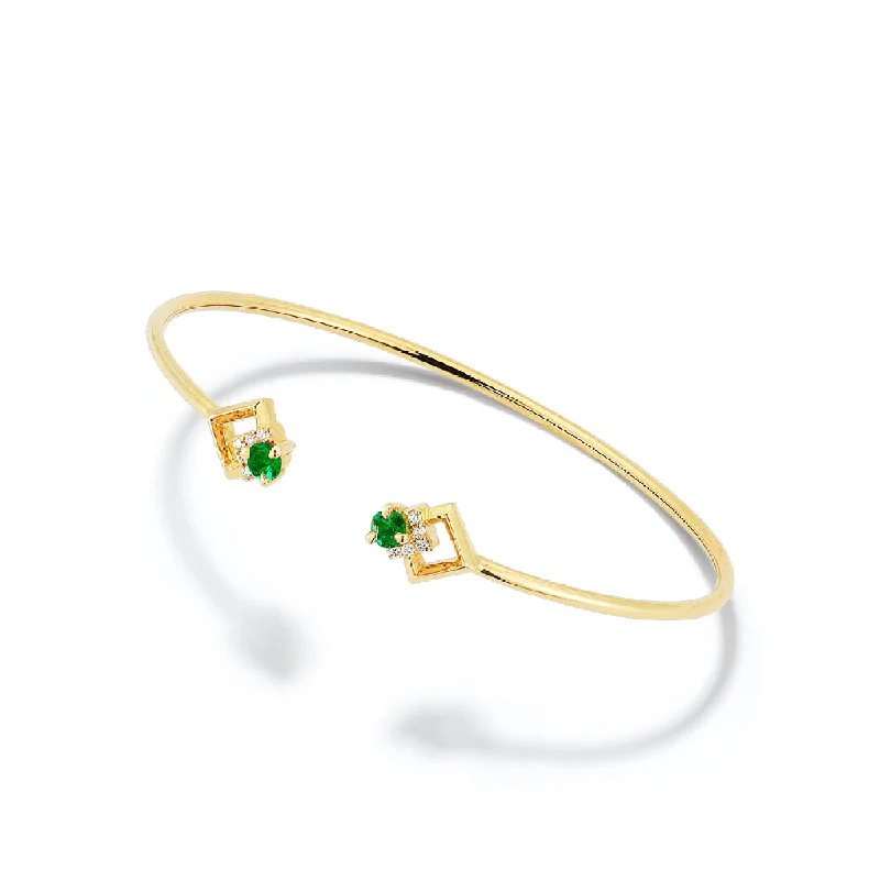 Bremer Jewelry Bangle Emeralds Gemstone Bracelet in 18K Yellow Gold (0.46ctw)