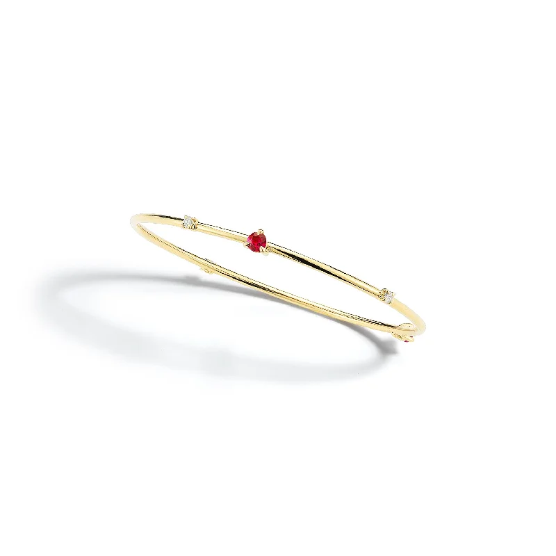 Bremer Jewelry Bangle Ruby Gemstone Bracelet in 18K Yellow Gold (0.43ctw)