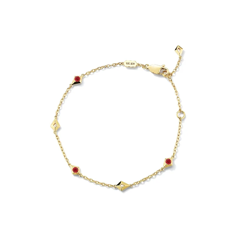 Bremer Jewelry Station Ruby Gemstone Bracelet in 18K Yellow Gold (0.24ctw)