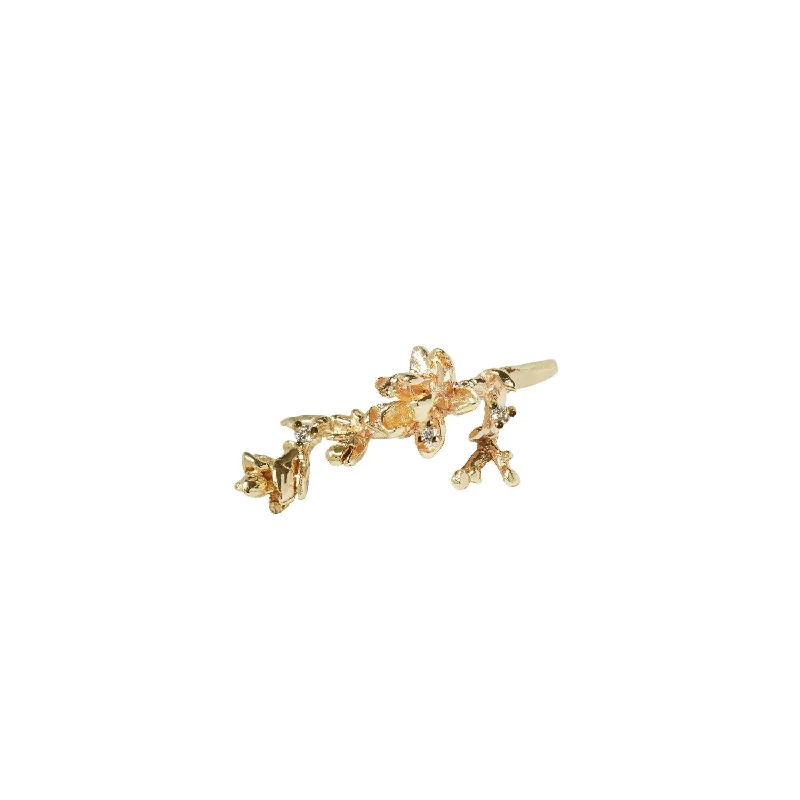 Brilliant Diamond Magnolia Branch Earring