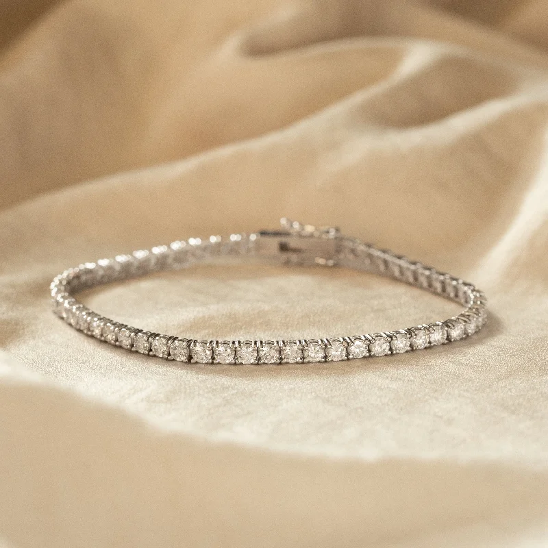 14K White Gold 5.15 Carat Round Diamond Tennis Bracelet