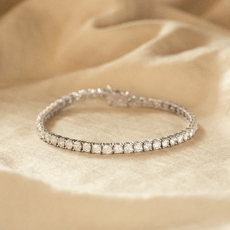 14K White Gold 7.5 Carat Round Diamond Tennis Bracelet