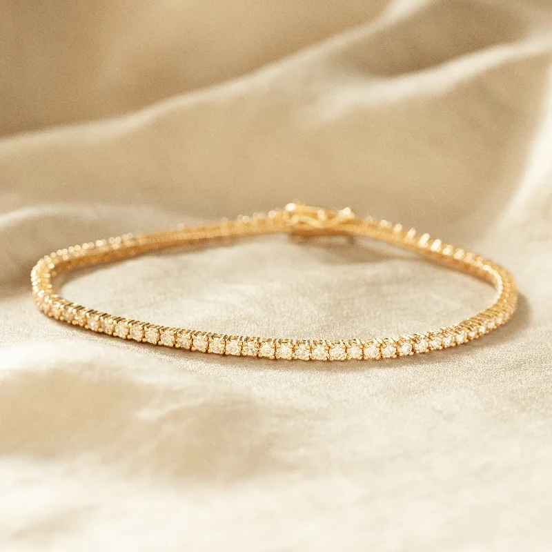 14K Yellow Gold 2.5 Carat Round Diamond Tennis Bracelet