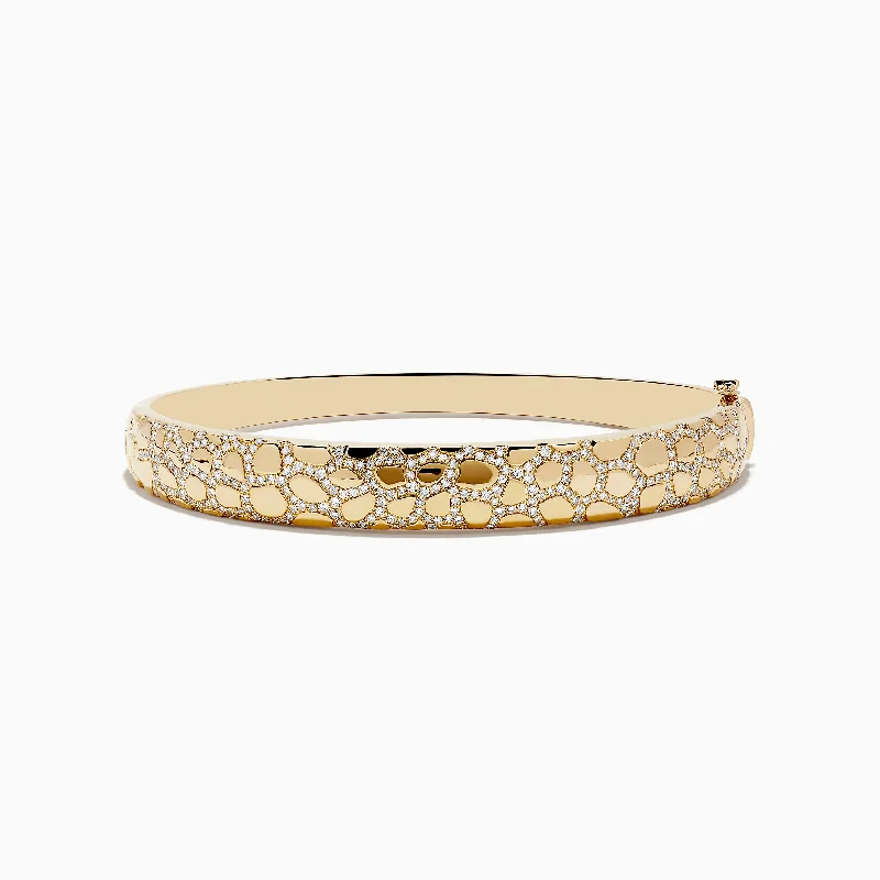 D'Oro 14K Yellow Gold Diamond Bangle