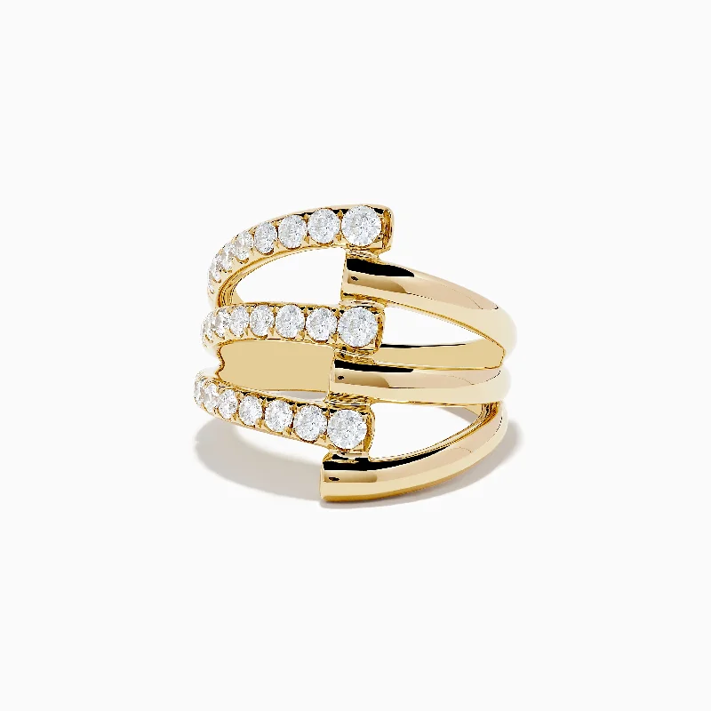 D'Oro 14K Yellow Gold Diamond Ring