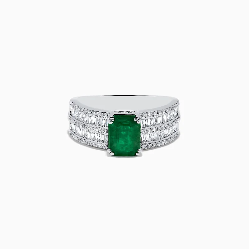 14K Brasillica White Gold Emerald and DiamondRing