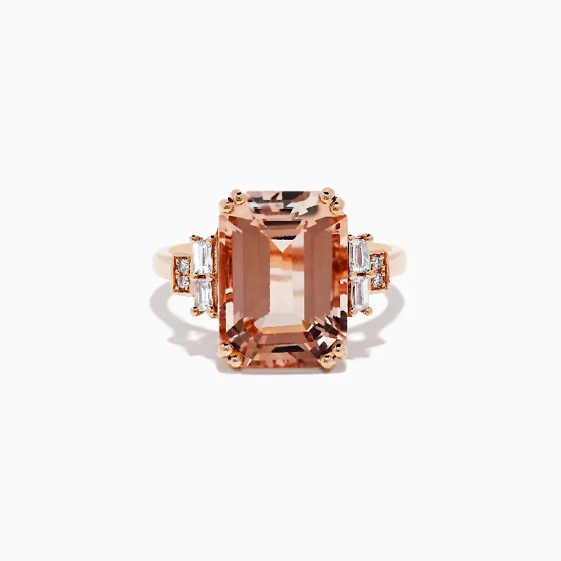 14K Rose Gold Morganite and Diamond Ring