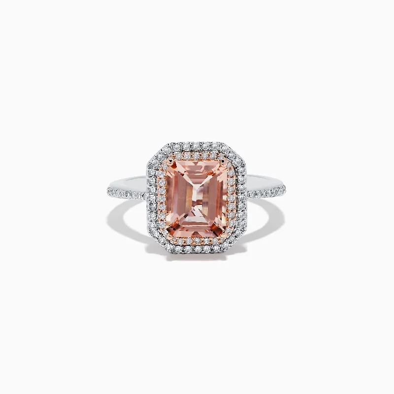 14K Two-Tone Gold Morganite and Diamond Ring