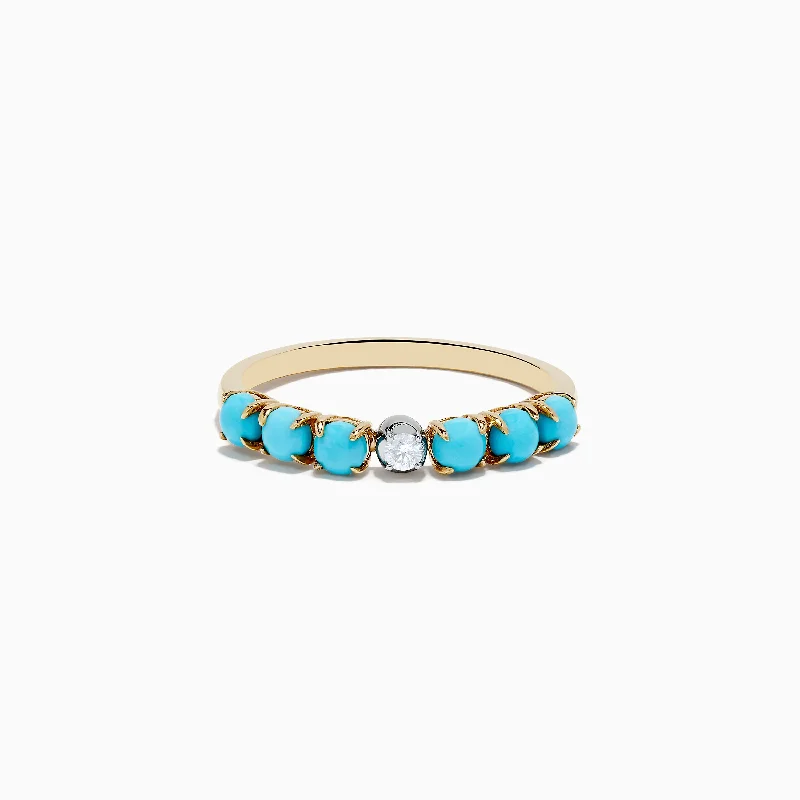 14K Two-Tone Gold Turquoise and Diamond Ring