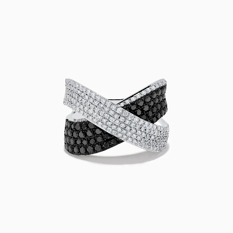 14K White Gold Black and White Diamond Ring