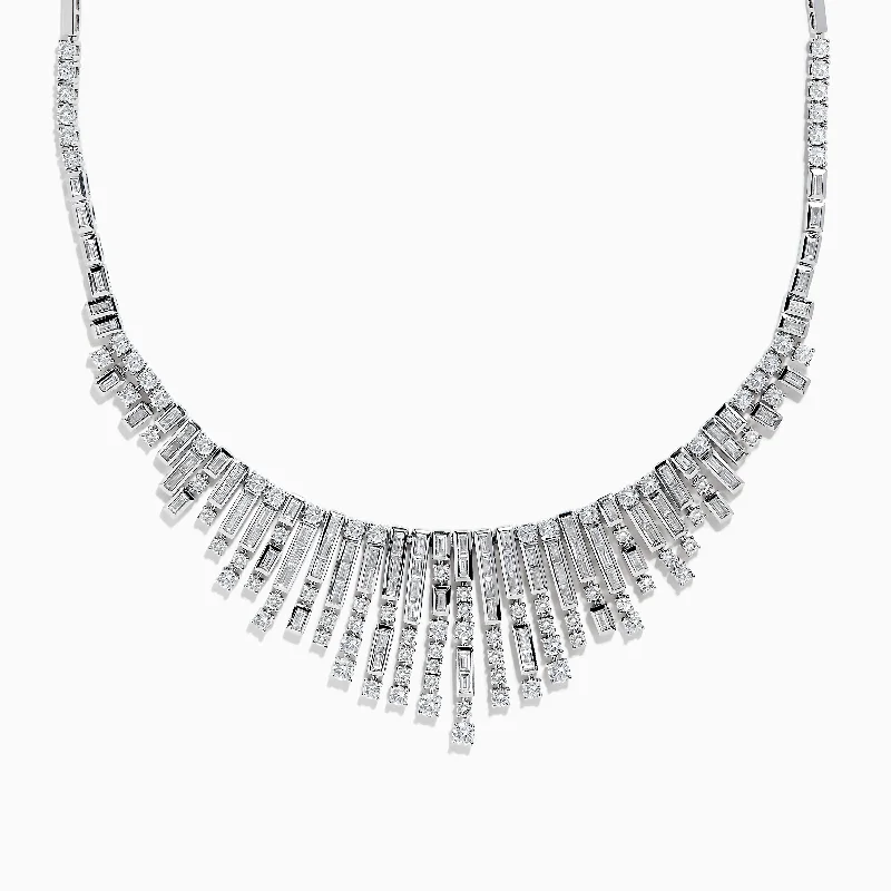 14K White Gold Diamond Fringe Necklace