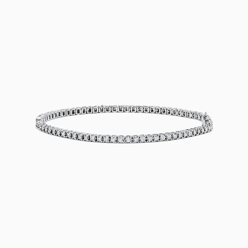 14K White Gold Diamond Tennis Bracelet 0.98 TCW