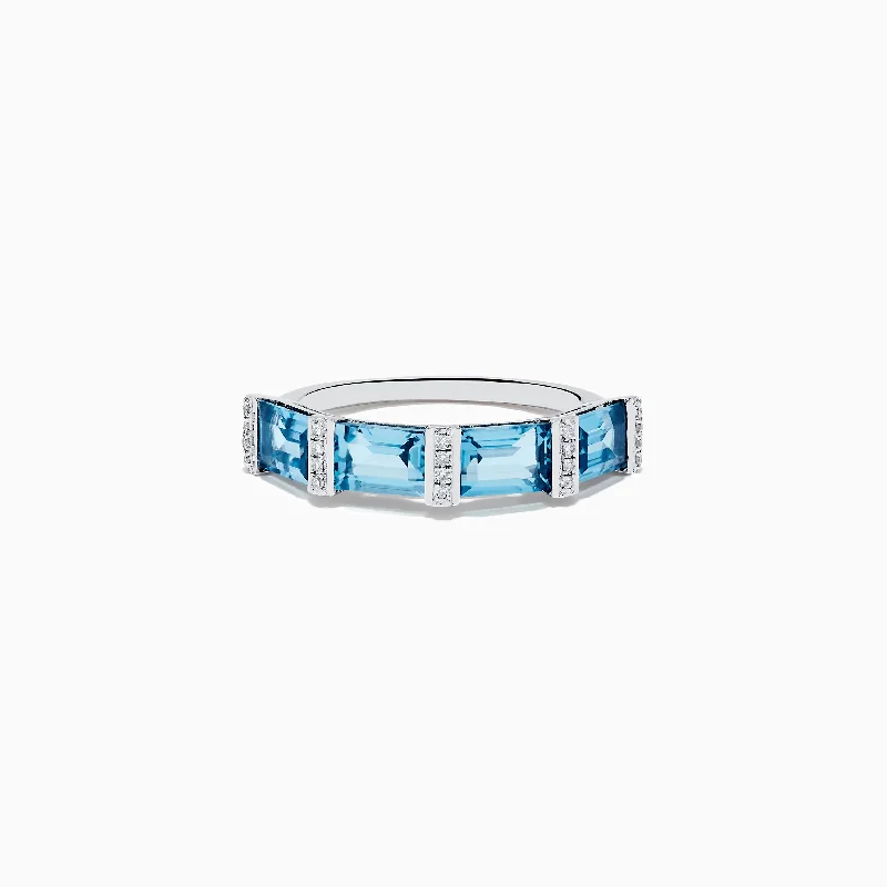 14K Yellow Gold Blue Topaz and Diamond Ring