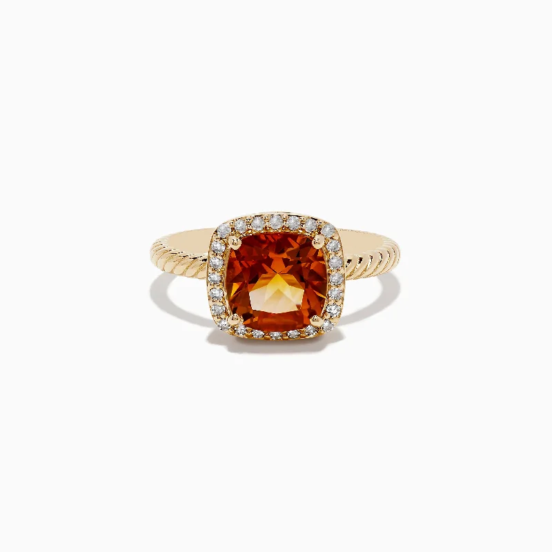 14K Yellow Gold Citrine and Diamond Ring