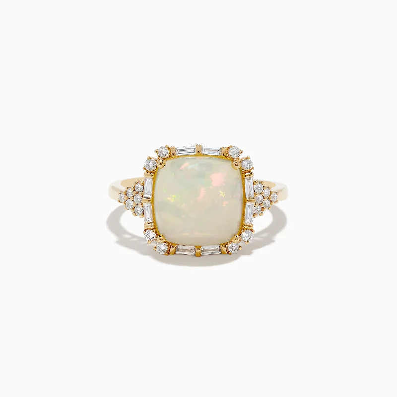 Aurora 14K Yellow Gold Opal and Diamond Ring