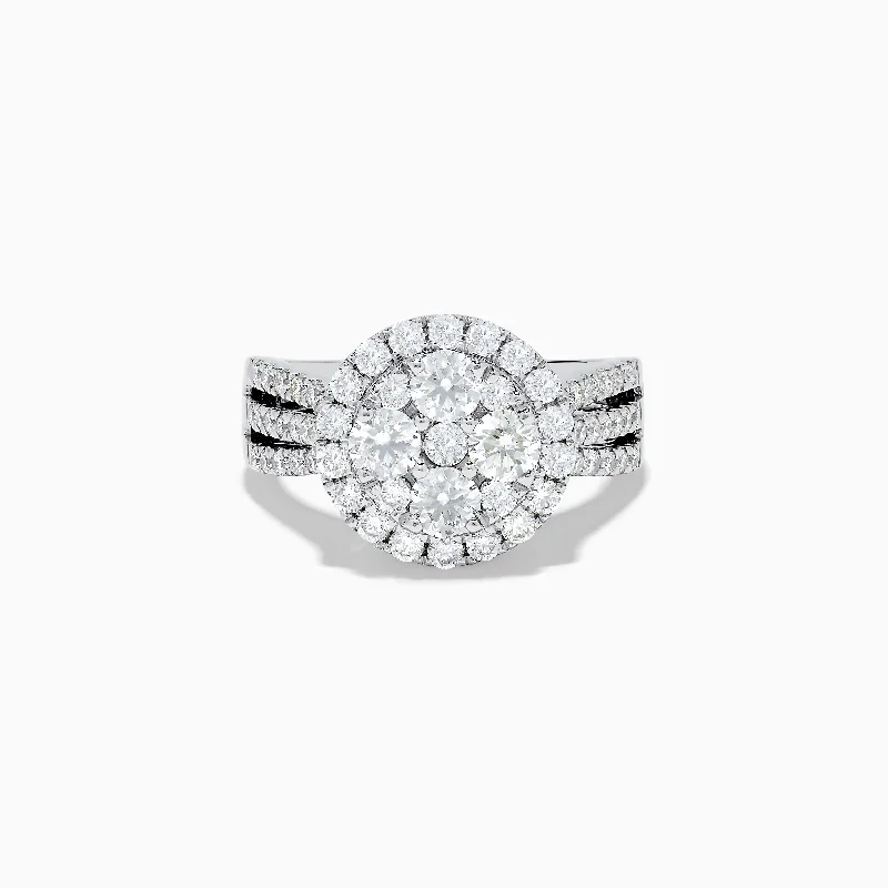 Bouquet 14k White Gold Diamond Cluster Ring 1.74 TCW