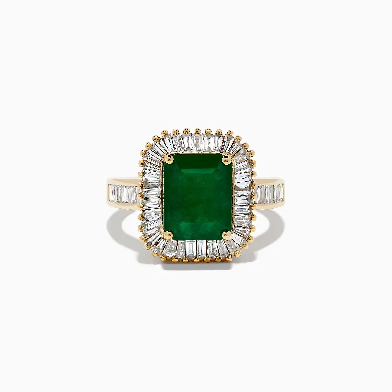 Brasilica 14K Yellow Gold Emerald and Diamond Ring