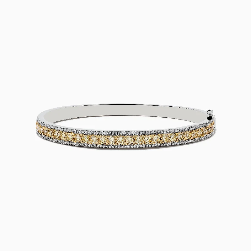 Canare 14k White Gold Yellow Diamond Bangle 3.40 TCW