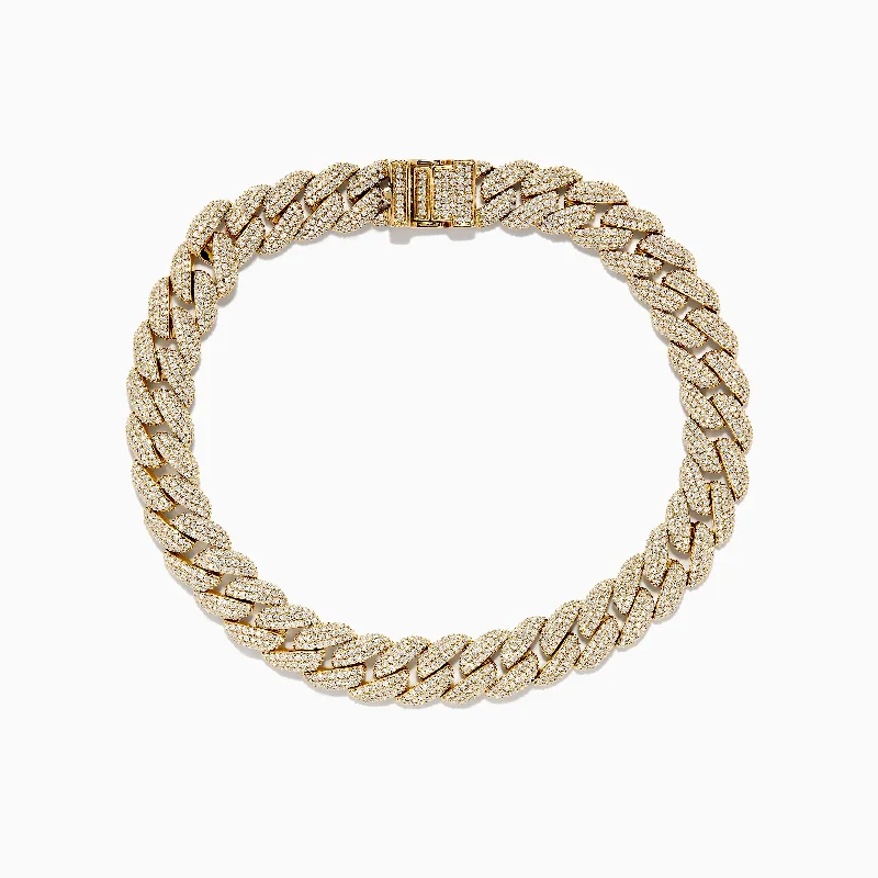 D'oro 14K Yellow Gold Diamond Link Bracelet