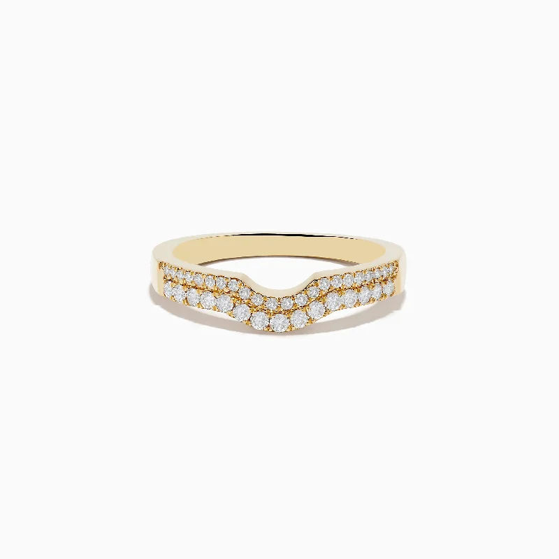 D'oro 14K Yellow Gold Curved Diamond Band 0.32 TCW