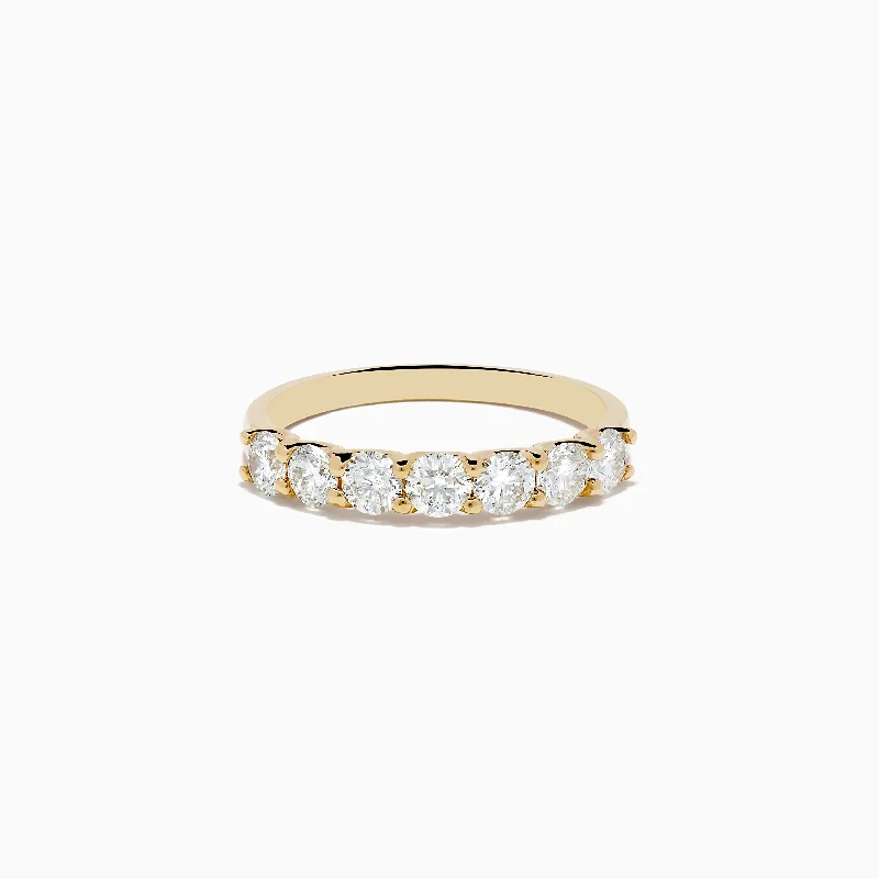 D'Oro 14K Yellow Gold Round Brilliant Diamond Band 1.03 TCW