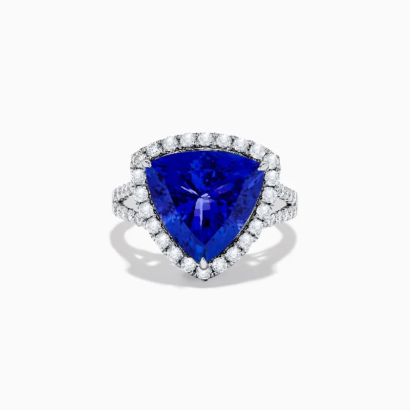 Hematian 14K White Gold Tanzanite and Diamond Ring