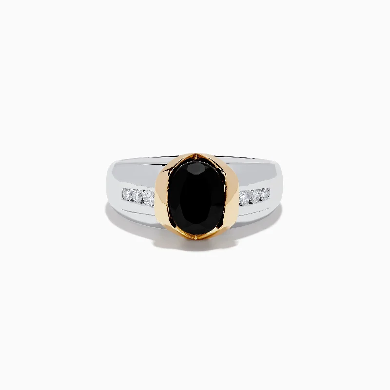 Men's 14K Two-Tone Onyx and Diamond Ring