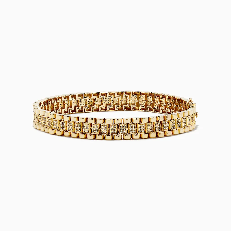 Men's 14K Yellow Gold Diamond Chain Link Bracelet