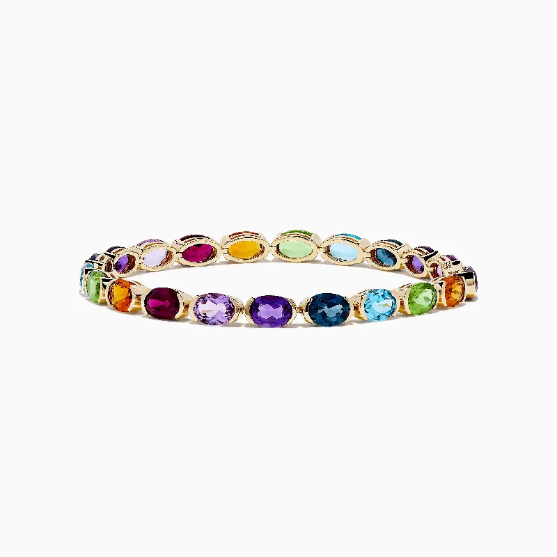 Mosaic 14K Yellow Gold Multi Stone Bracelet