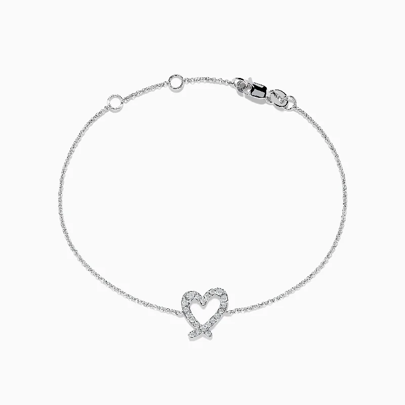 Novelty 14K White Gold Heart Bracelet