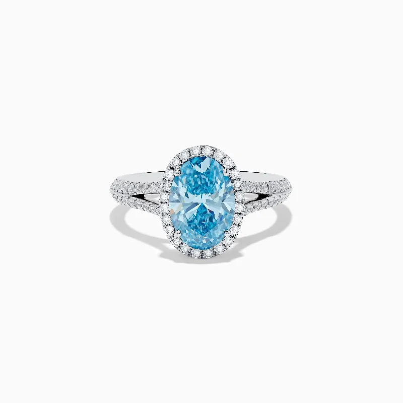 Reverie 14K White Gold Lab Grown Blue and White Diamond Ring