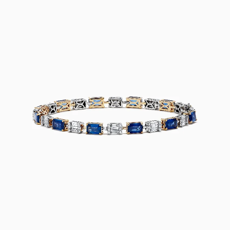 Royale Bleu 14K Two Toned Gold Blue Sapphire and Diamond Bracelet