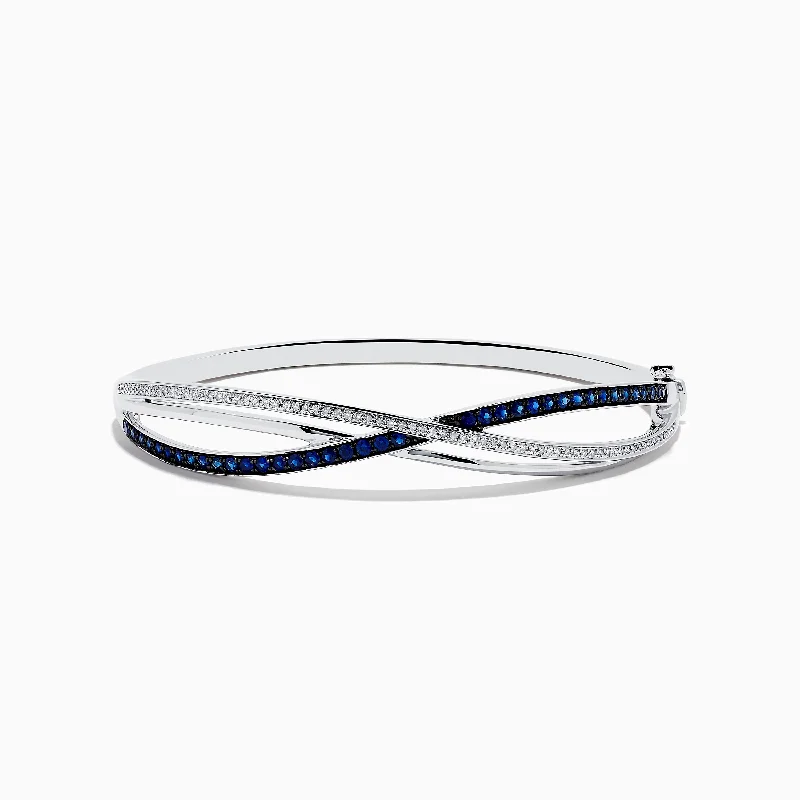 Royale Bleu 14K White Gold Blue Sapphire and Diamond Crossover Bangle