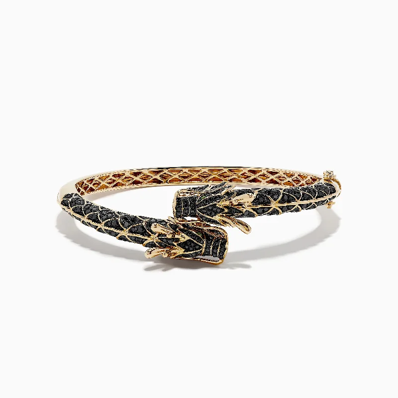 Safari 14K Yellow Gold Black Diamond Dragon Bangle