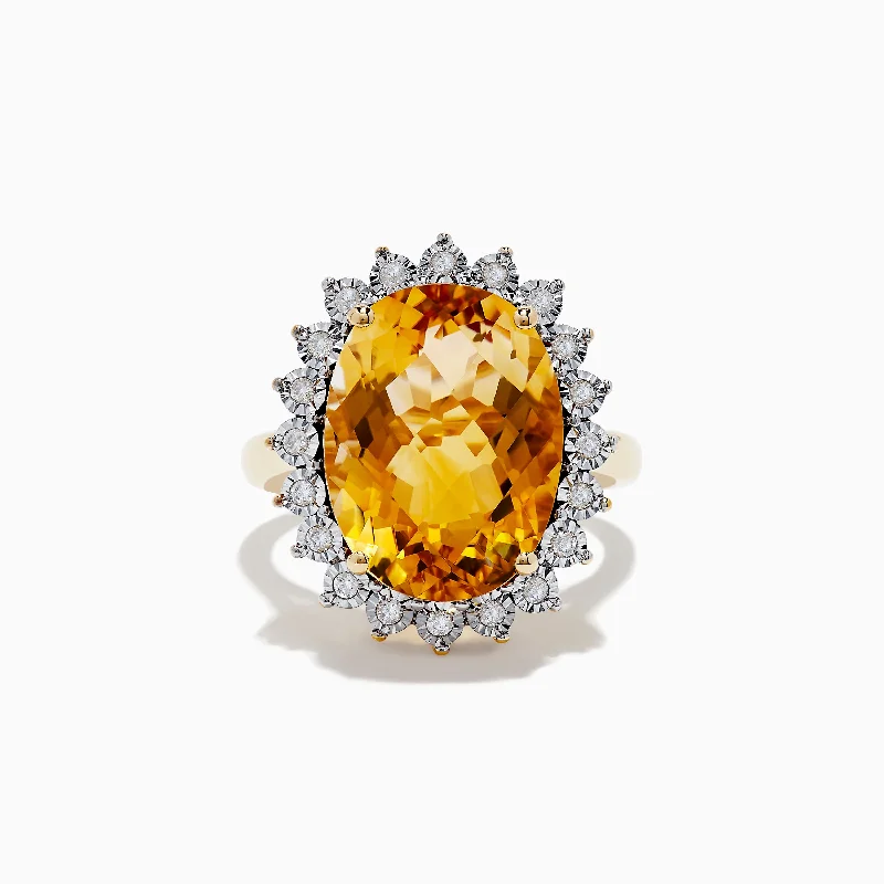 Sunset 14K Yellow Gold Citrine and Diamond Ring