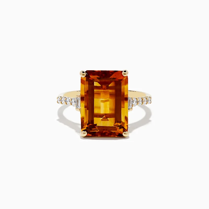 Sunset 14K Yellow Gold Citrine and Diamond Ring