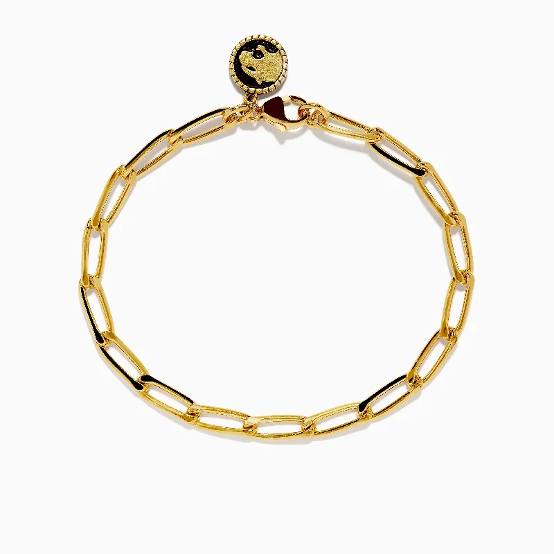 Unisex 925 Gold Plated Sterling Silver 8" Paper Clip Bracelet